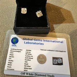 HUGE, STUNNING Cushion Cut Earrings 2.25 in each ear for a total of 4.50 CTW